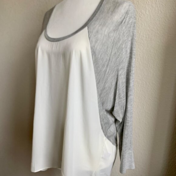 EXPRESS Mixed Media Color Block Top White and Grey L NWT - Picture 2 of 4